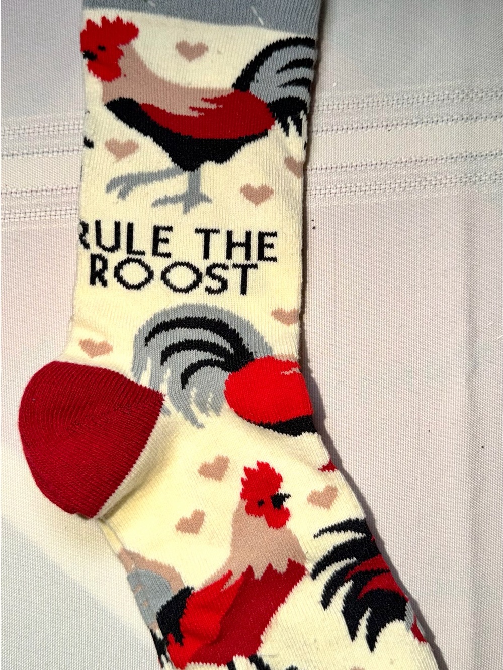 Karma Gifts Rule the Roost Rooster Chicken Crew Socks NWT One Size